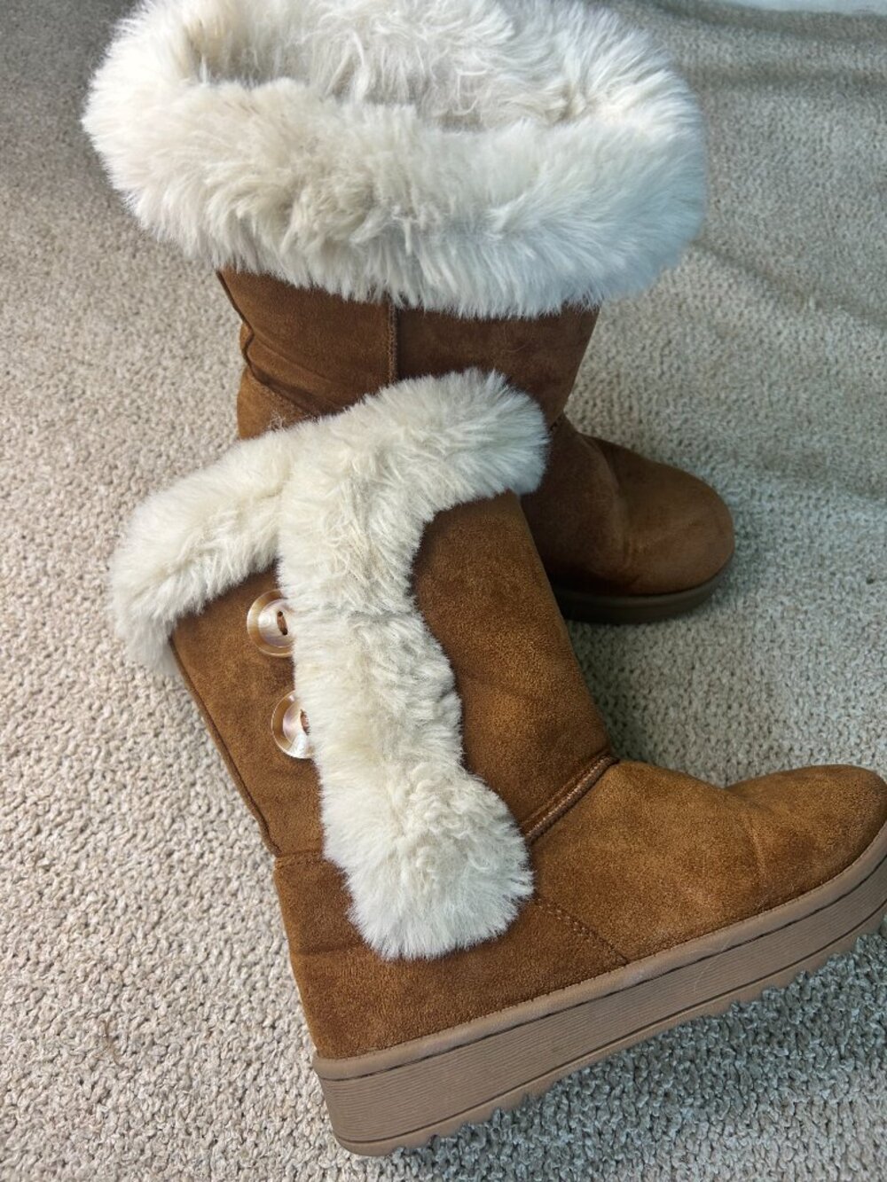 SO Girls Brown Faux Mid Calf Boots